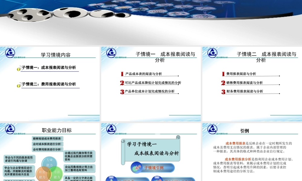 课件-情境五 成本费用报表分析..ppt