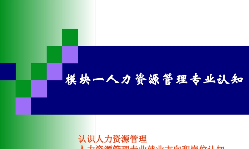 模块一人力资源管理认知.ppt