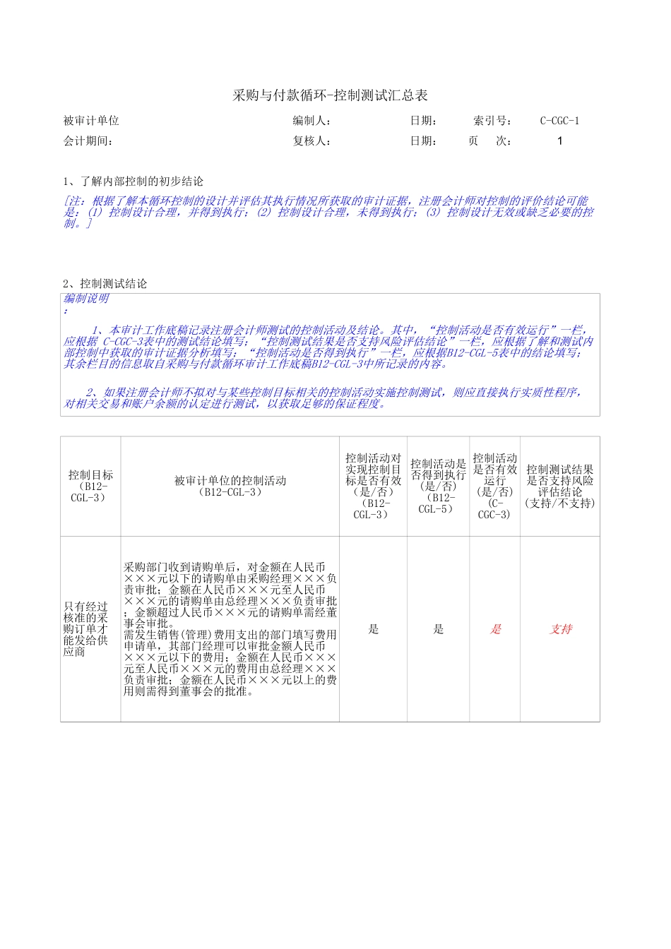 项目二+采购与付款内控测试.xls_第2页
