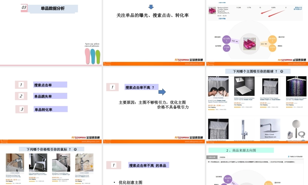项目八 跨境电商数据分析之---店铺数据及单品数据分析配套课件（老师上课产品数据课件）.pptx