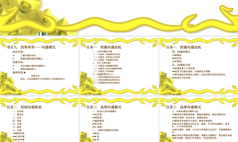 项目九因势利导——沟通模式.ppt