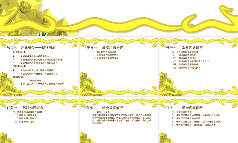 项目七开诚布公——谈判沟通.ppt