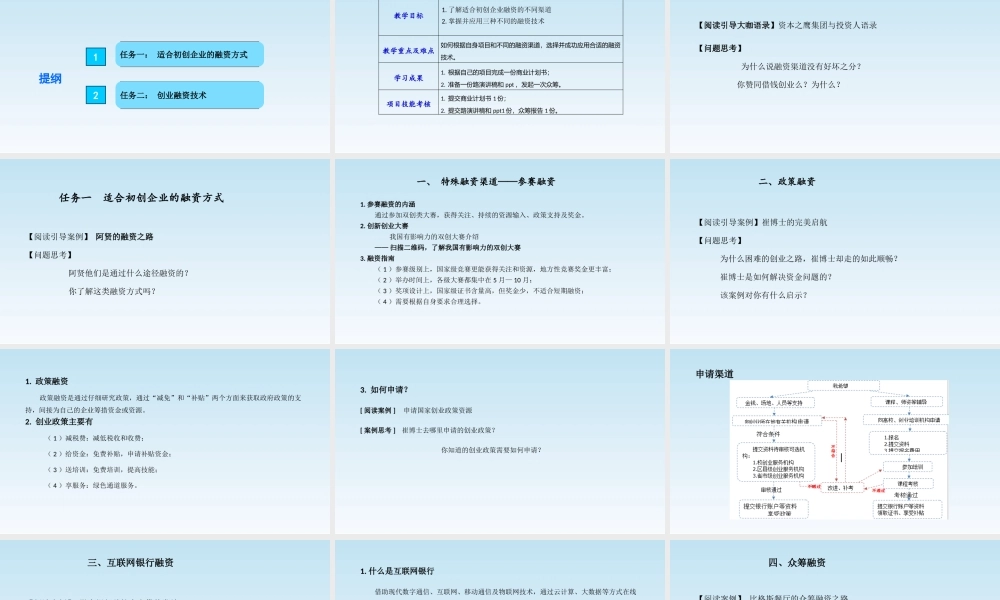 项目七 课件： 从哪找钱——选择合适的融资渠道.pptx