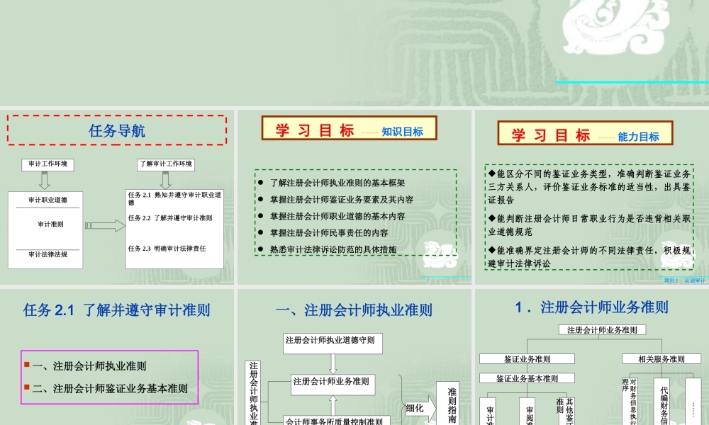 项目2了解审计工作环境.PPT