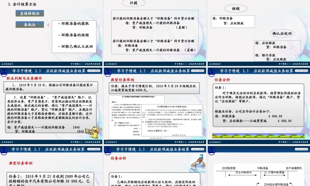 学习情境2.5：应收款项减值业务核算.ppt