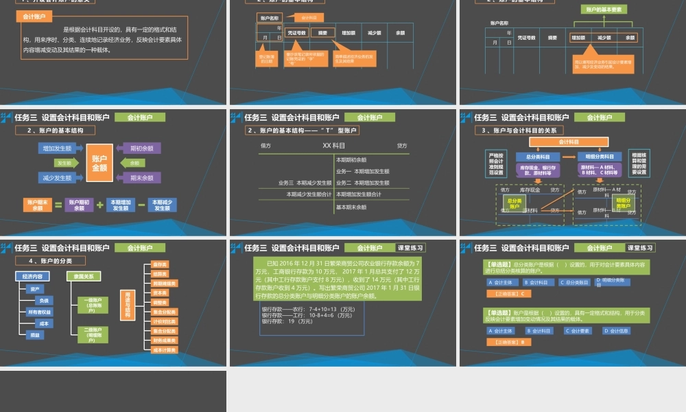 学习情境二 掌握记账的基本方法 任务3 设置会计科目和账户 - 会计账户.pptx