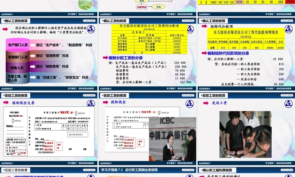 演示文稿 7-3-1 应付职工薪酬业务核算.ppt