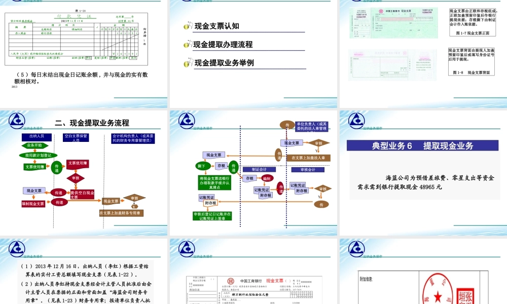 演示文稿 学习情境1-3-1 库存现金存取业务办理.ppt