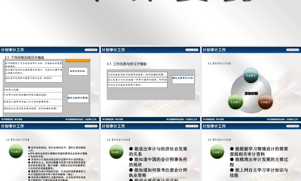 演示文稿 学习情境3-1-1 计划审计工作.ppt