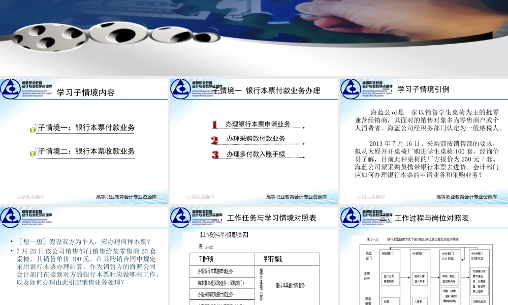 演示文稿 学习情境2-4-1 银行本票.ppt