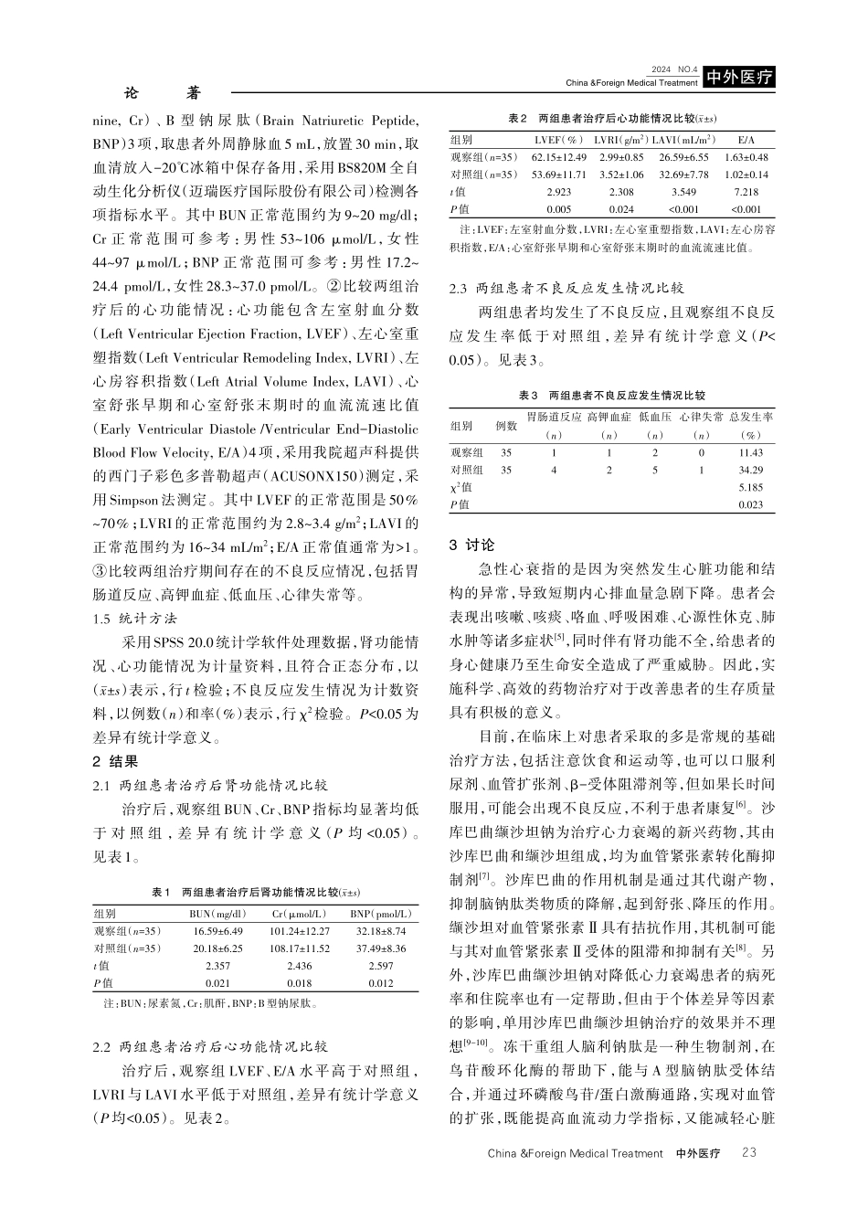 冻干重组人脑利钠肽与沙库巴曲缬沙坦钠结合对急性心衰伴肾功能不全的疗效研究.pdf_第3页