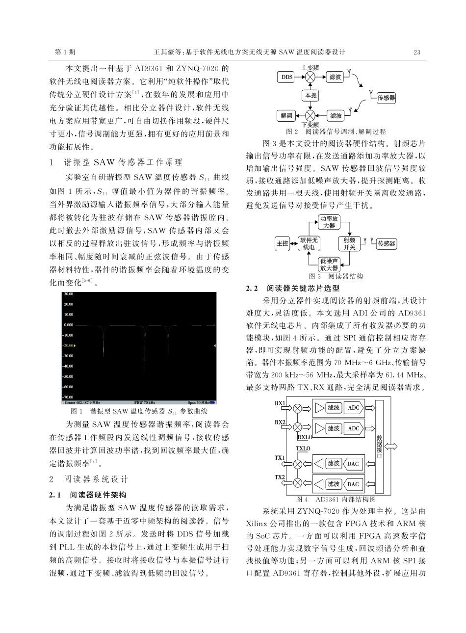 基于软件无线电方案无线无源SAW温度阅读器设计.pdf_第2页