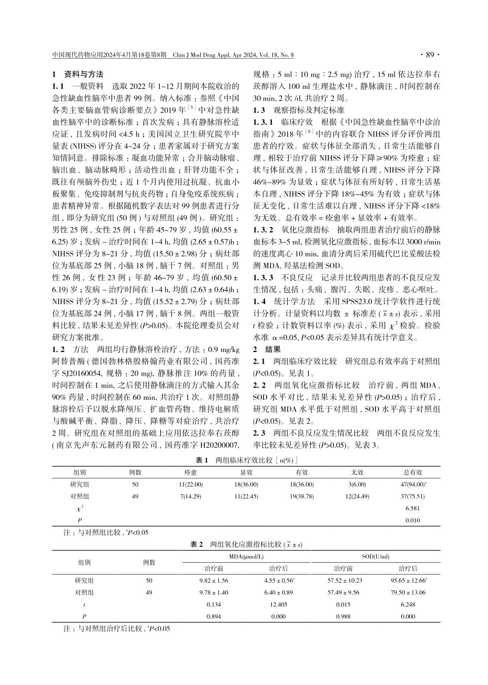 依达拉奉右莰醇在急性缺血性脑卒中患者中的应用分析.pdf_第2页