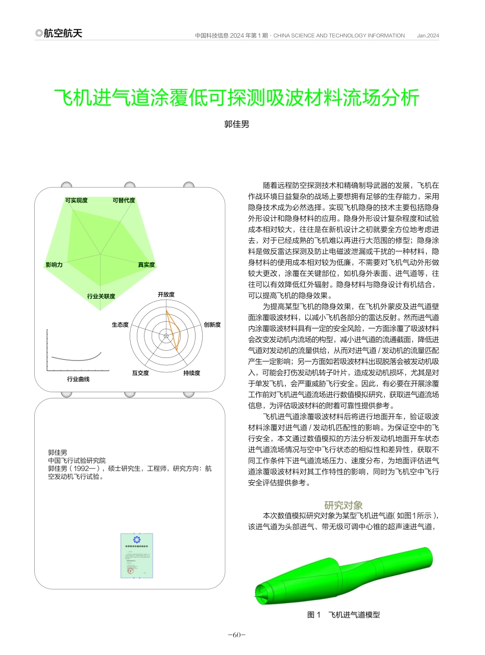 飞机进气道涂覆低可探测吸波材料流场分析.pdf_第1页