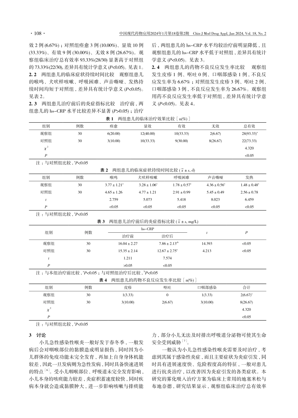 60例小儿急性感染性喉炎治疗效果临床回顾性分析.pdf_第3页