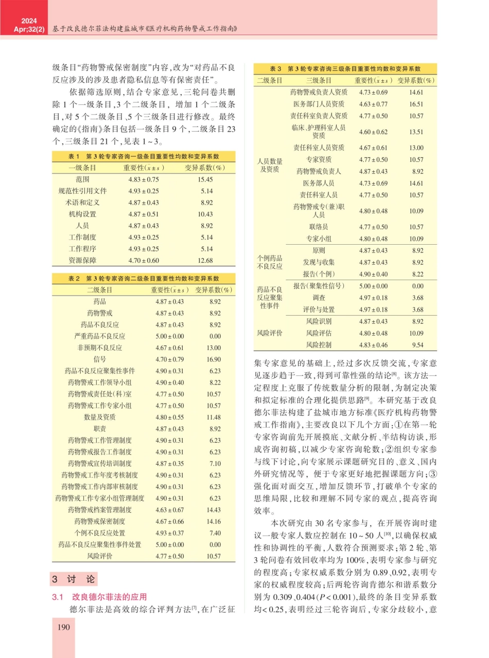 基于改良德尔菲法构建盐城市《医疗机构药物警戒工作指南》.pdf_第3页