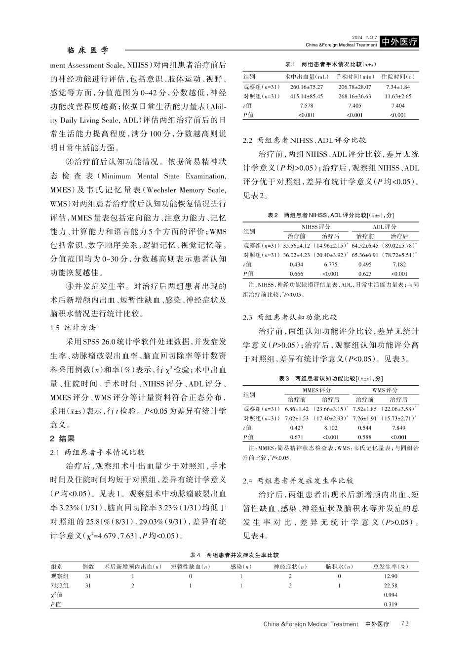 探讨额外侧锁孔入路与翼点入路夹闭术在前交通动脉瘤的应用效果.pdf_第3页