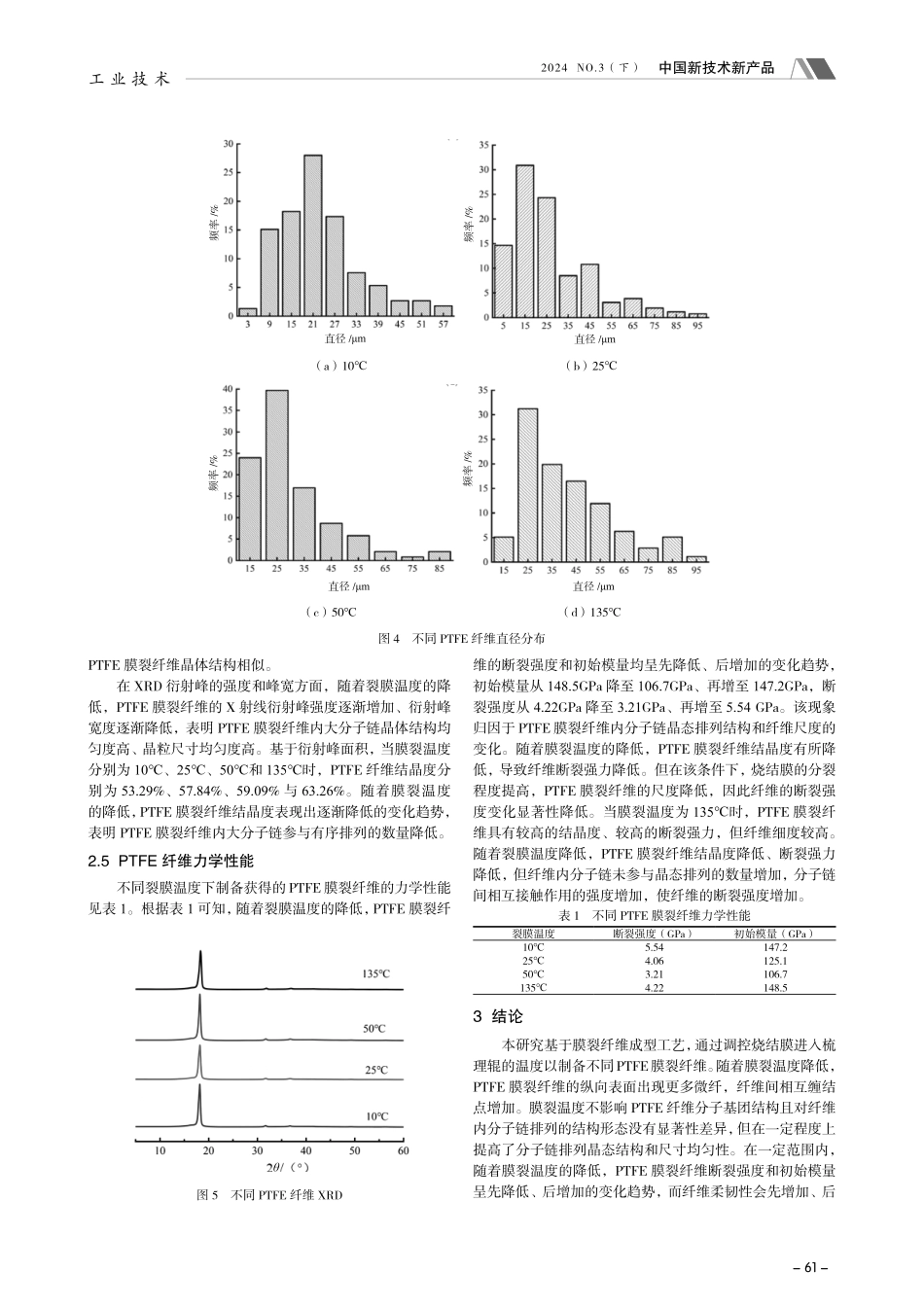 膜裂温度对聚四氟乙烯纤维结构及性能的影响.pdf_第3页