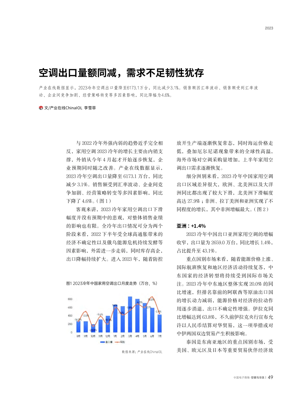 空调出口量额同减%2C需求不足韧性犹存.pdf_第1页