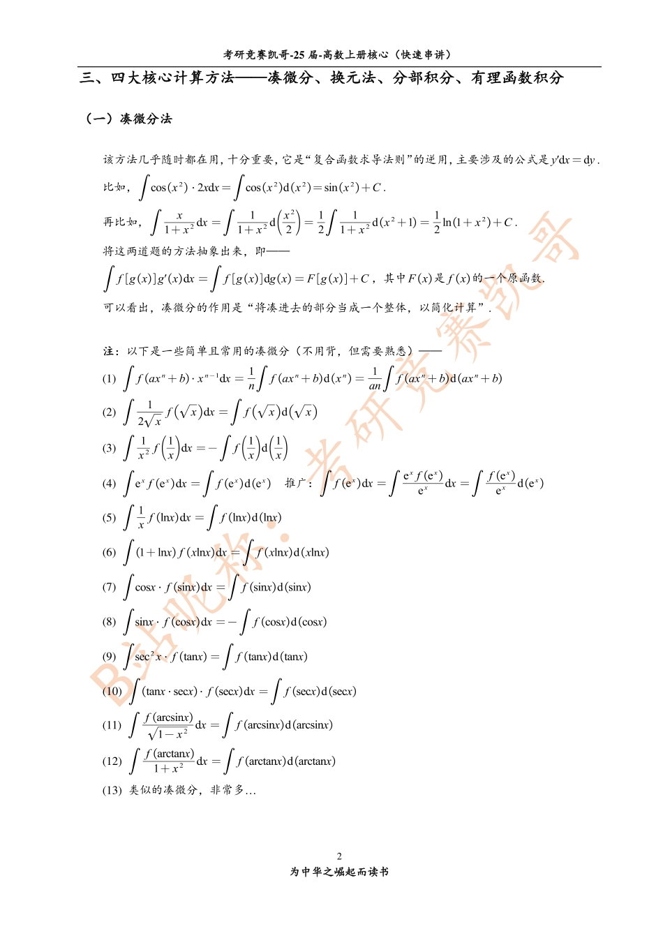 6-1 不定积分（知识点）【公众号：小盆学长】免费分享.pdf_第2页