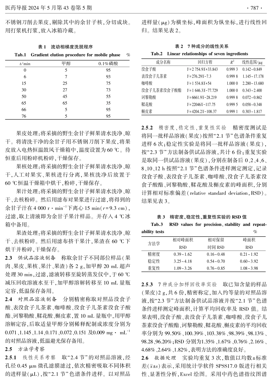 余甘子鲜果不同部位中7种有效成分的含量比较.pdf_第3页