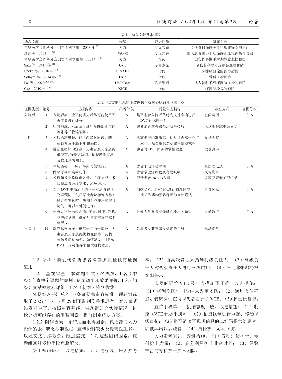 循证护理预防下肢创伤骨折深静脉血栓形成效果的最佳证据总结及临床应用效果.pdf_第3页