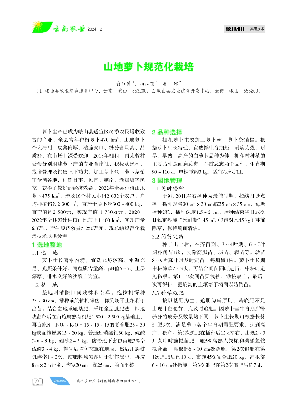 山地萝卜规范化栽培.pdf_第1页
