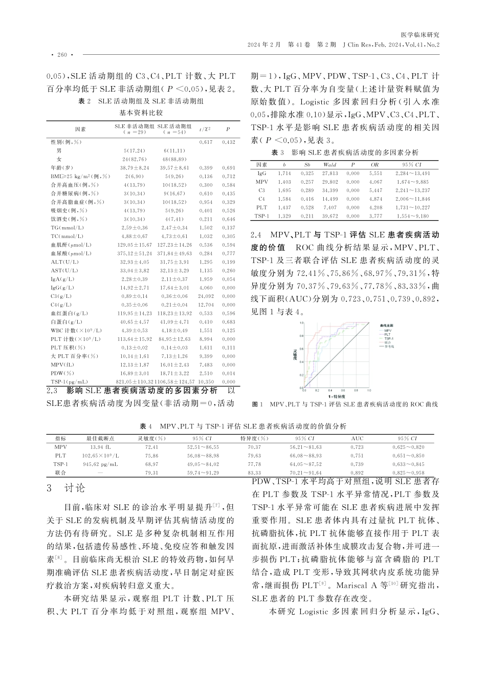 系统性红斑狼疮患者血小板参数及血小板反应蛋白1水平与疾病活动度的关系.pdf_第3页