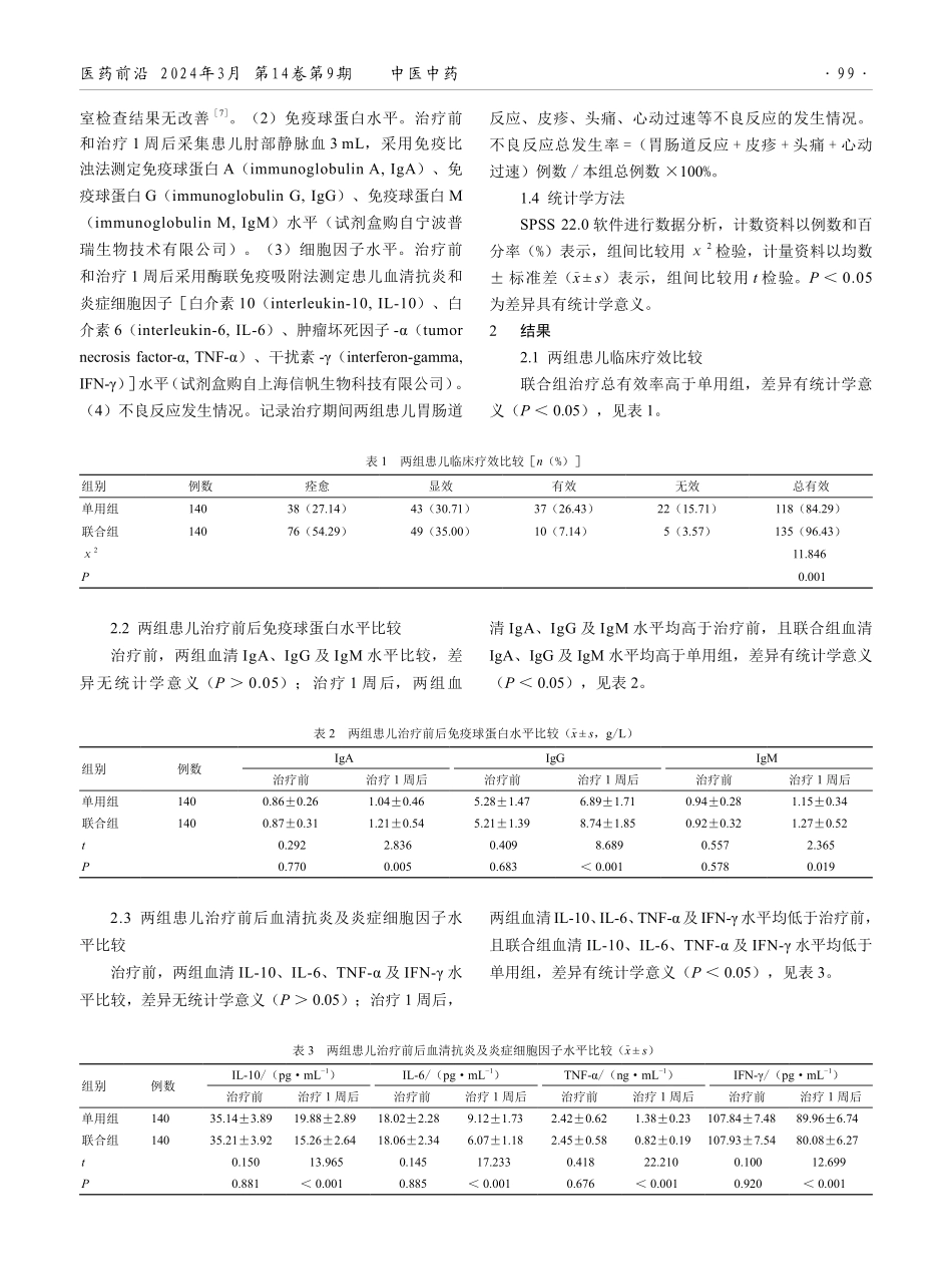 小儿豉翘清热颗粒联合阿奇霉素在小儿支原体肺炎治疗中的应用效果.pdf_第2页