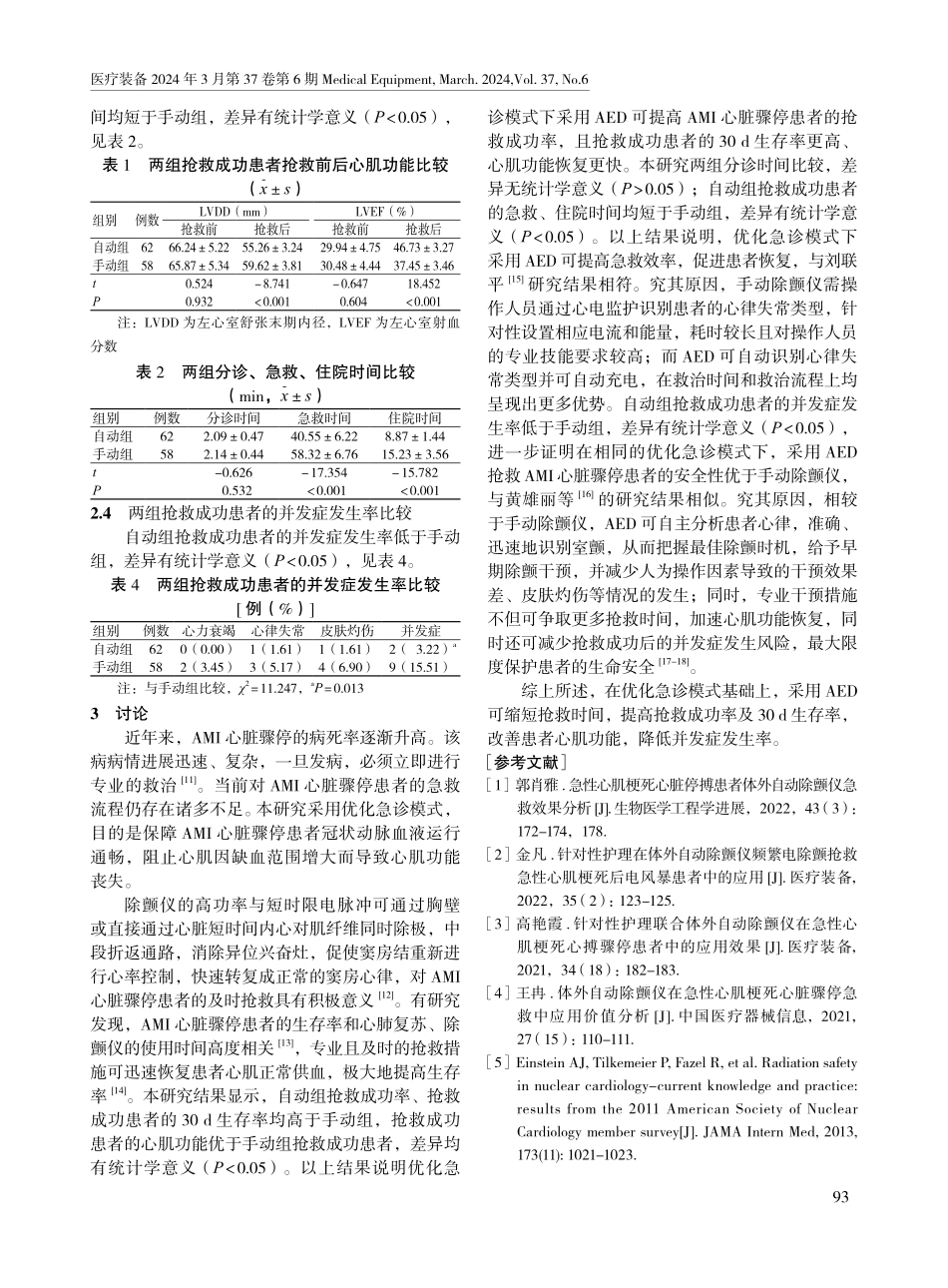 优化急诊模式联合体外自动除颤仪抢救急性心肌梗死心脏骤停患者的效果.pdf_第3页