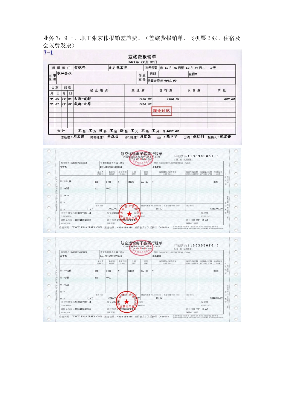 模拟业务会计凭证 项目4-5业务7报销差旅费业务票证表单.pdf_第1页