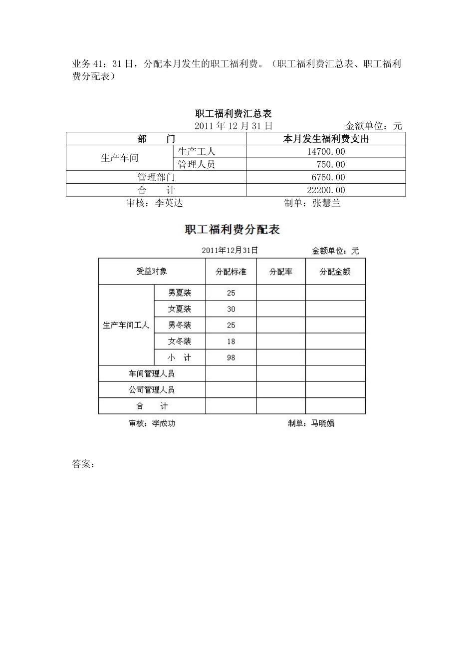 模拟业务会计凭证 项目4-25业务41分配职工福利费业务票证表单.pdf_第1页