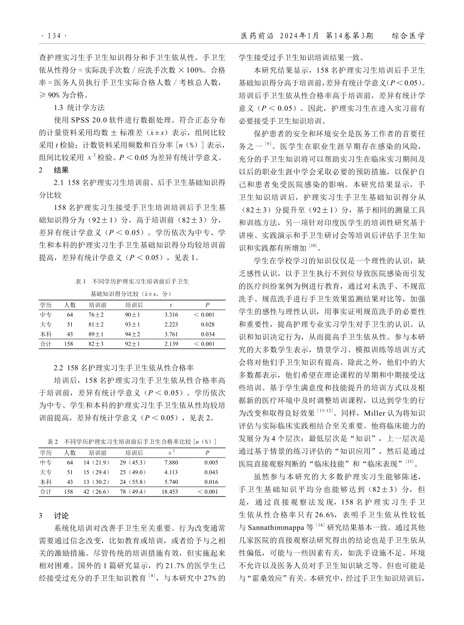 护理实习生手卫生知识和依从性调查及培训效果分析.pdf_第2页