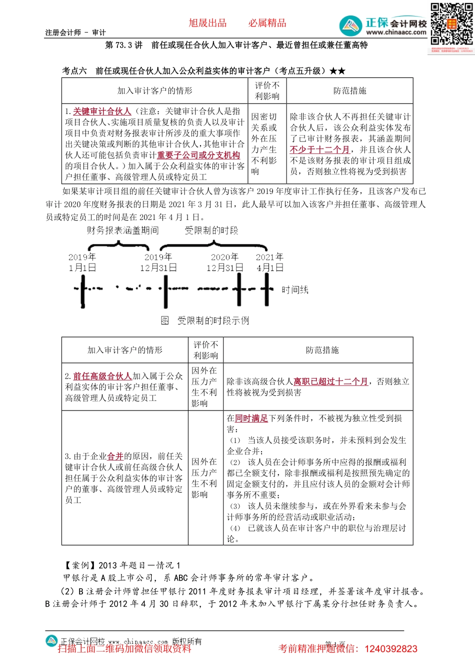 第0173.3讲　前任或现任合伙人加入审计客户、最近曾担任或兼任董高特_create(1).pdf_第1页