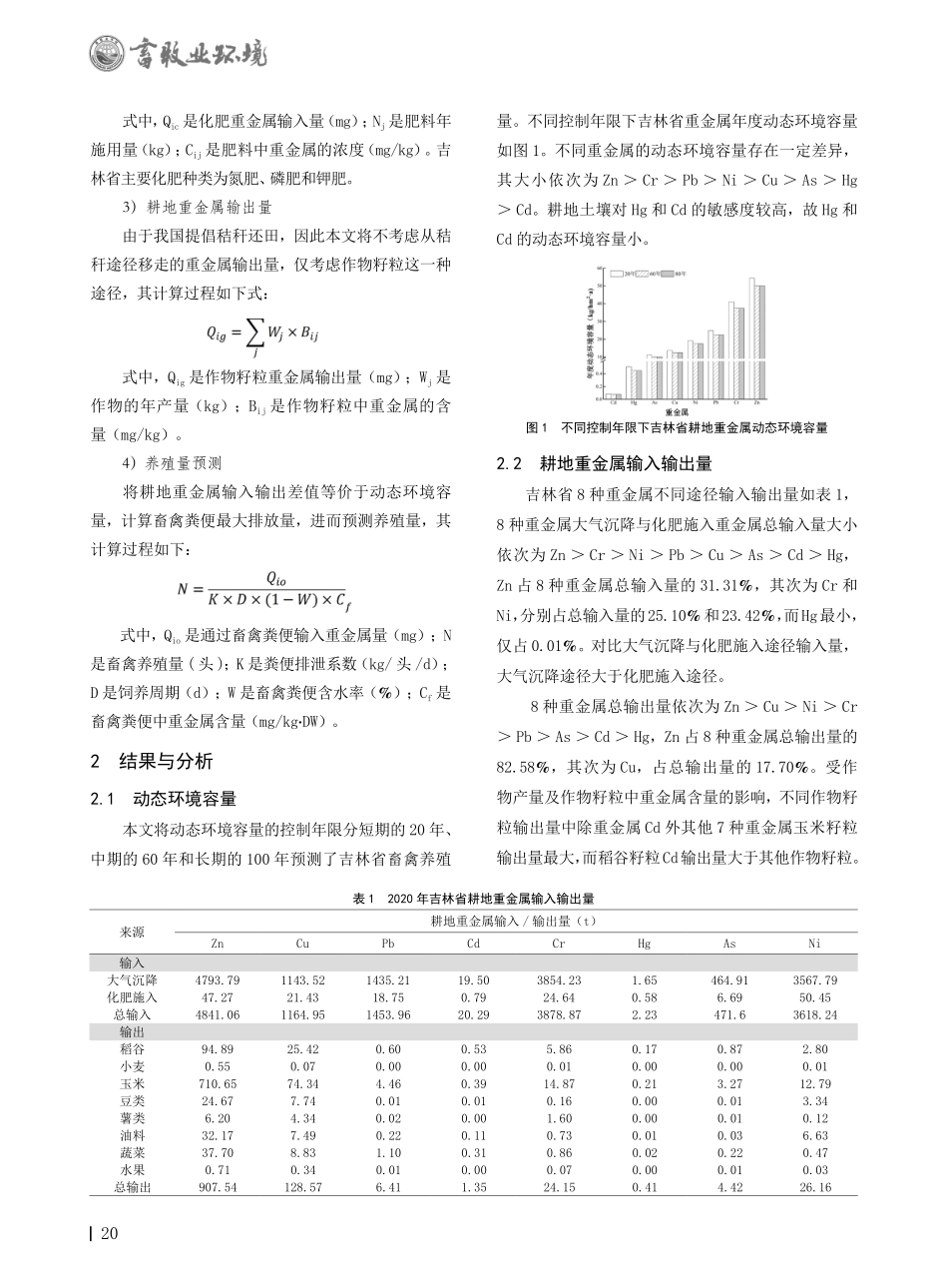 基于耕地土壤环境容量预测吉林省畜禽养殖量.pdf_第2页