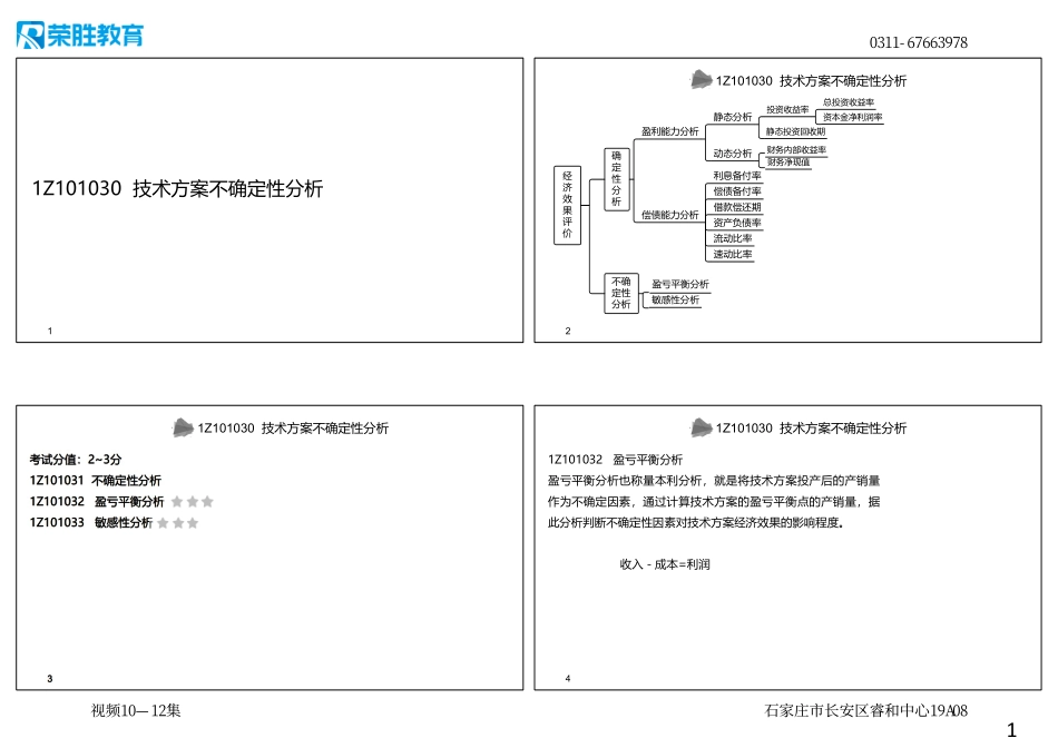 视频10—12集 1Z101030技术方案不确定性分析（可打印版）.pdf_第1页