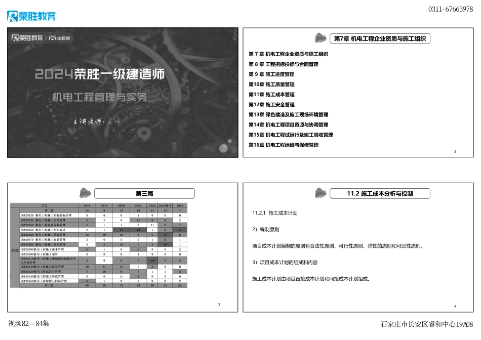 视频82—84集 第11章施工成本管理、第12章施工安全管理、第13章绿色建造及施工现场环境管理（新教材）（可打印版）.pdf_第1页