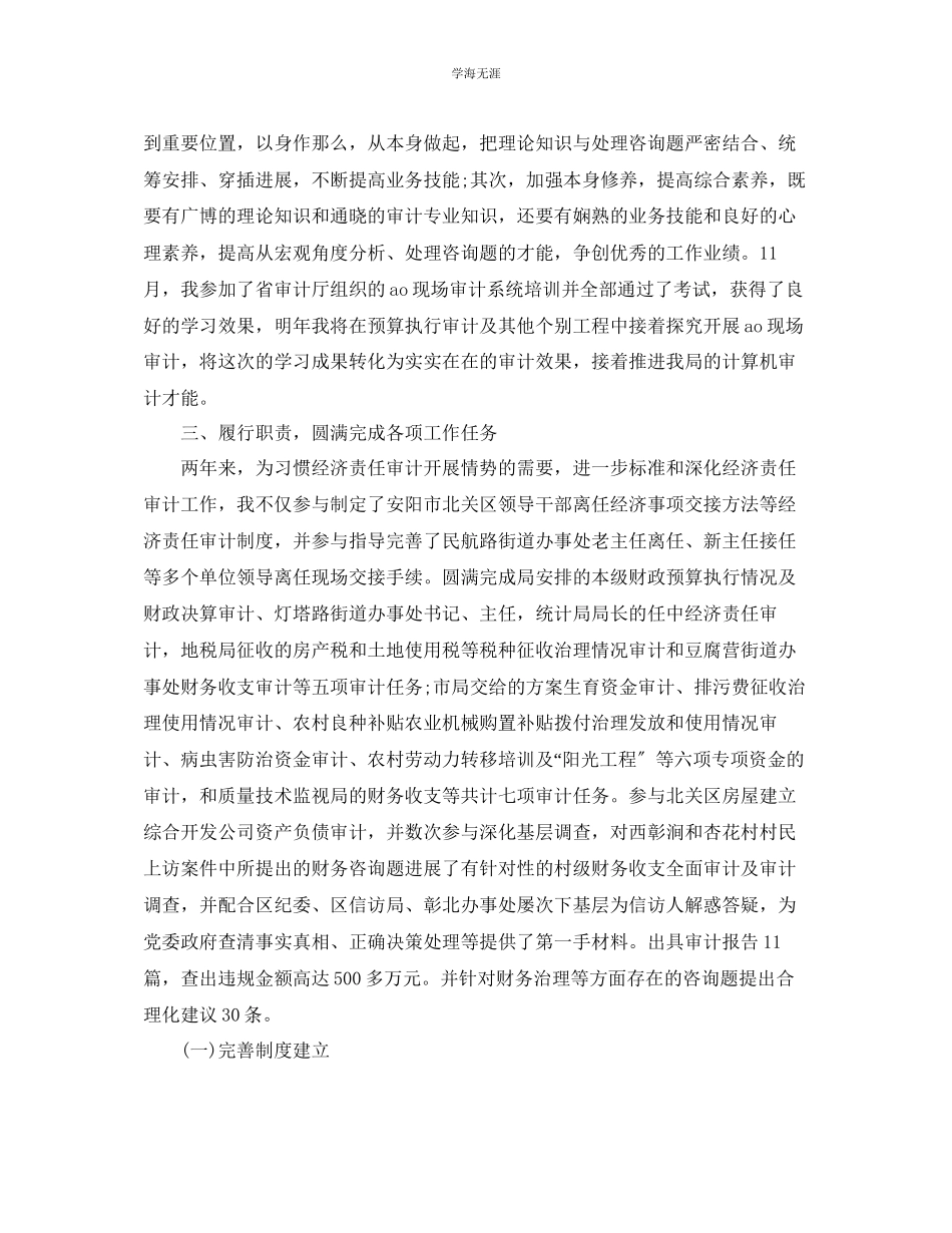 2023年个人工作总结审计工作人员终工作总结范文.docx_第3页