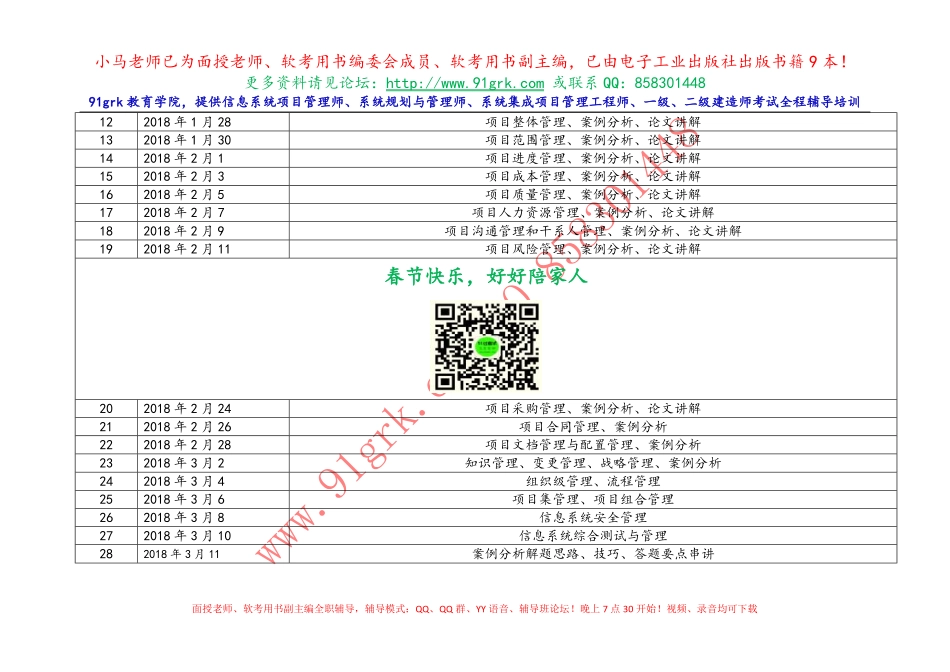 2018年5月信息系统项目管理师91过软考辅导班讲课课表+.pdf_第3页