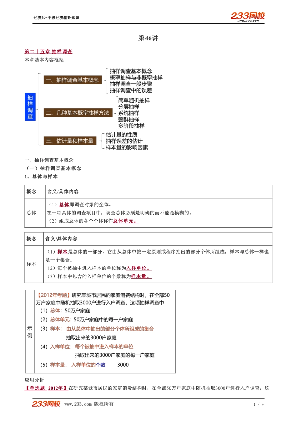 046、2023-中级《经济基础》教材精讲班-郑伟-抽样调查基本概念.pdf_第1页