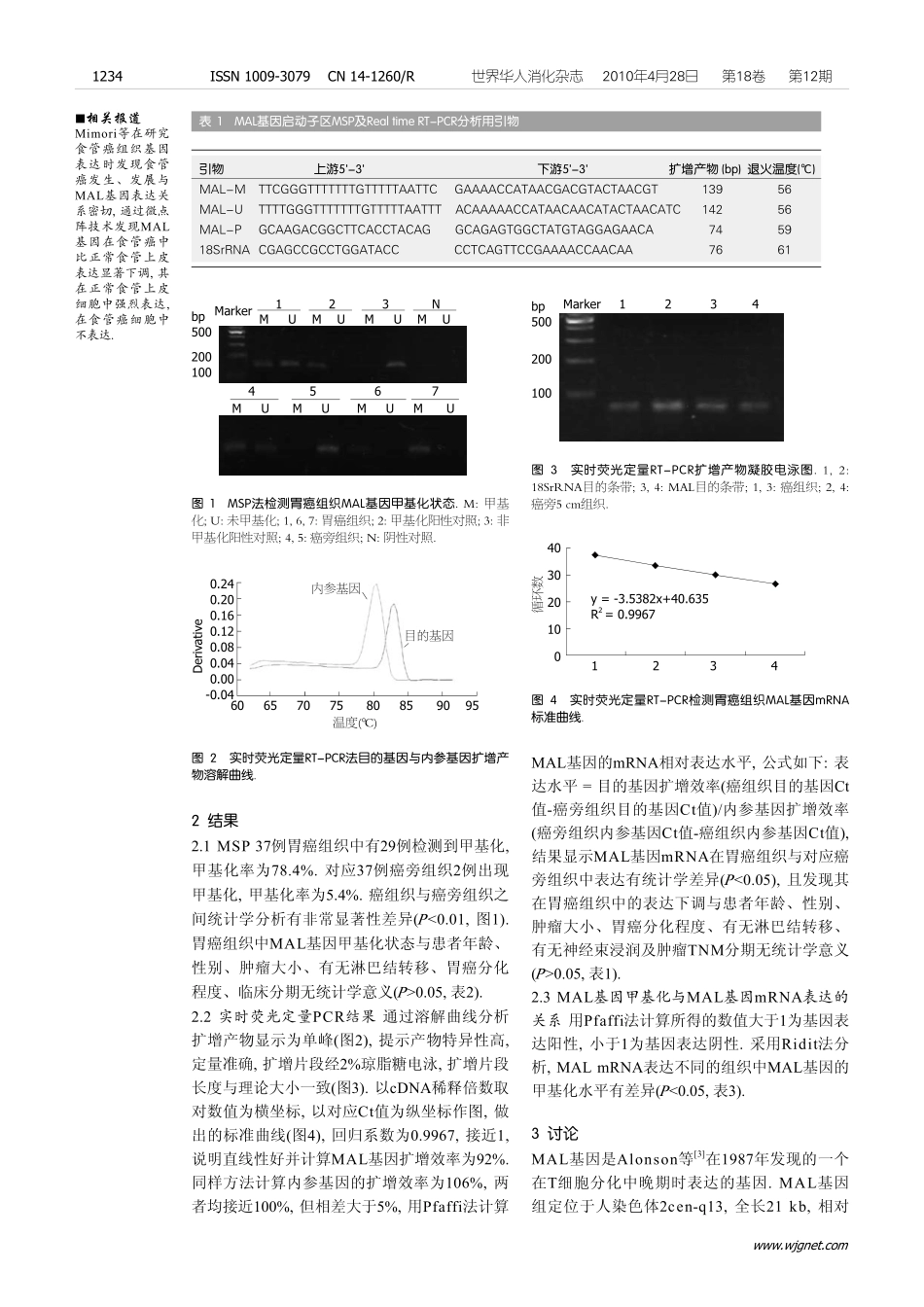 MAL基因在胃癌组织中的甲基化及其mRNA的表达(1).pdf_第3页