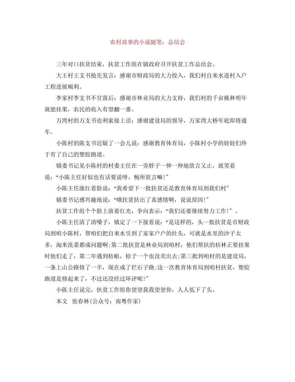 2023年农村故事的小说随笔总结会范文.docx_第1页