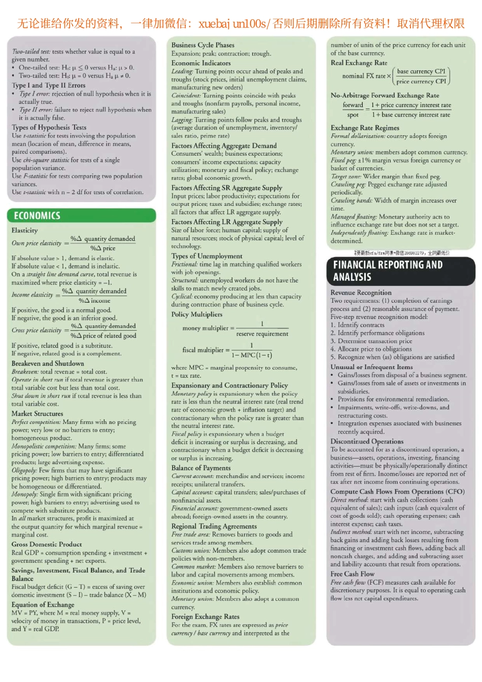 CFA 2020 - Level 1 Schweser's Quicksheet(1).pdf_第2页