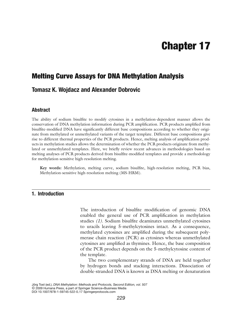 Melting Curve Assays for DNA Methylation Analysis(1).pdf_第1页