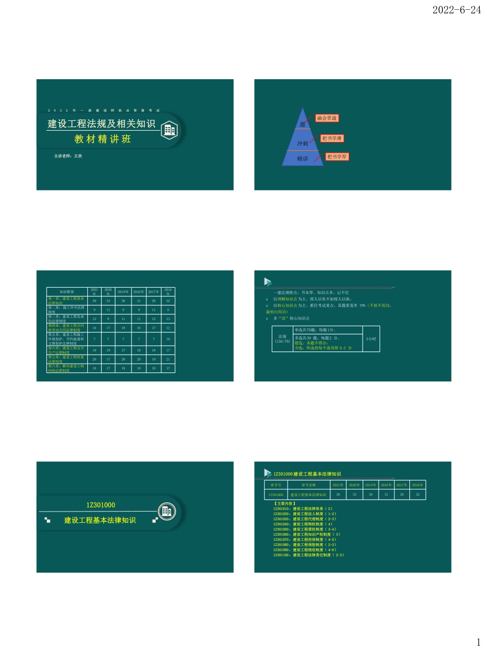 2022一级建造师《建设工程法规及相关知识》精讲班讲义.pdf_第1页