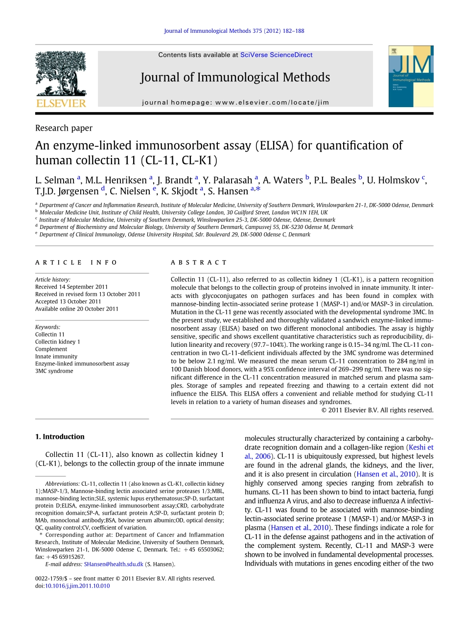 An ELISA for quantification of human collectin 11(1).pdf_第1页