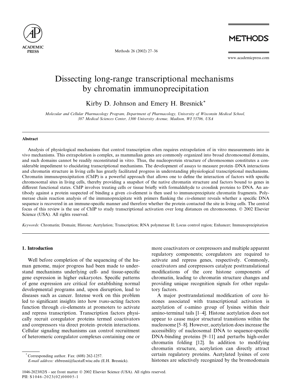 Dissecting long-range transcriptional mechanisms by ChIP(1).pdf_第1页