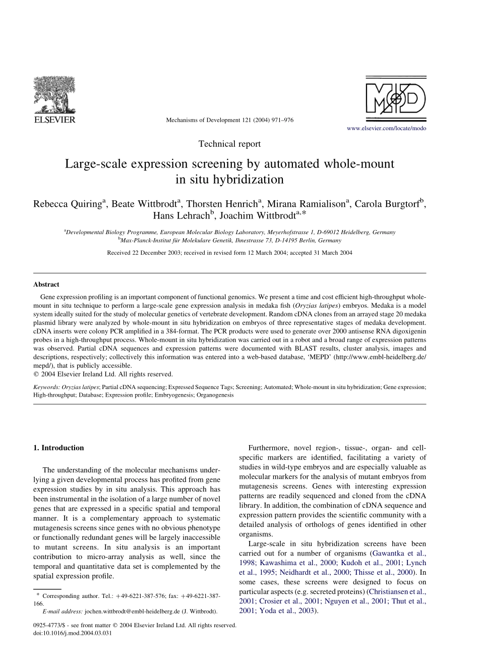 Large-scale expression screening by automated whole-mount in situ(1).pdf_第1页