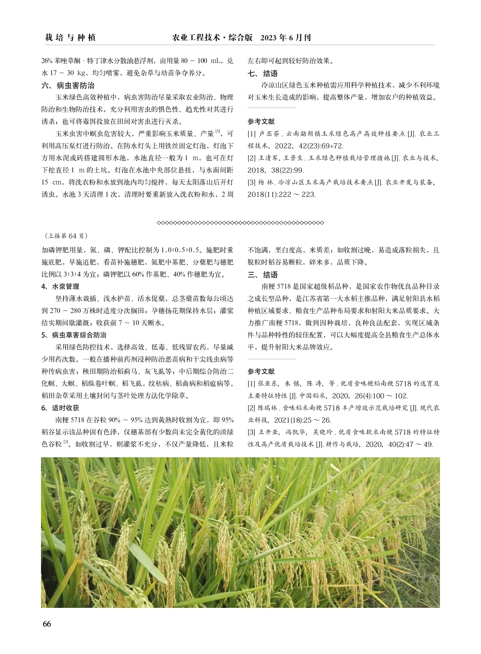 江苏射阳县南粳5718种植表现及优质高产栽培技术.pdf_第2页