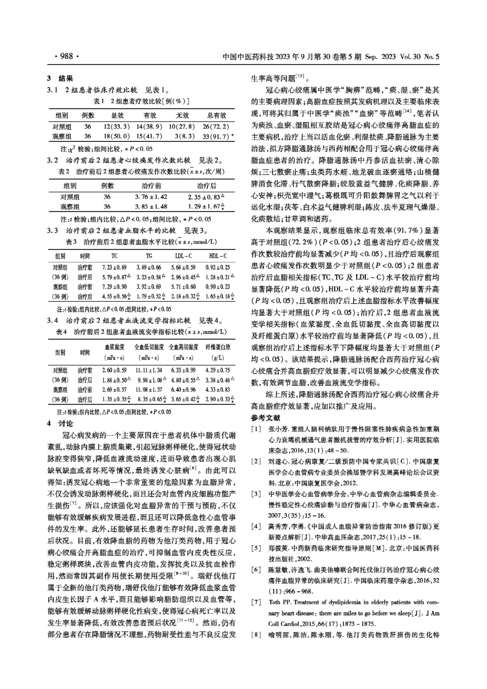 降脂通脉汤配合西药治疗冠心病心绞痛合并高血脂症的疗效评价.pdf_第2页